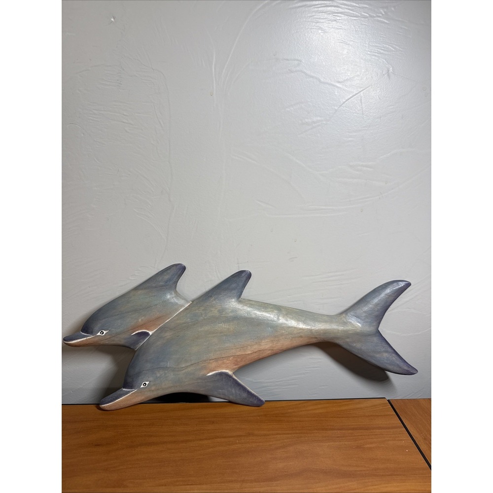 Vintage made In Indonesia Dolphin Wooden Wall Art Hanging Ocean Beach House